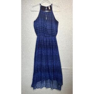 Xhilaration Geo Aztec Print Sleeveless High Low Maxi Dress Women Navy Blue Small